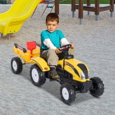 HOMCOM otroški traktor na pedala s
prikolico in lopato, za plažo in morje, 123x42x51cm, rumen