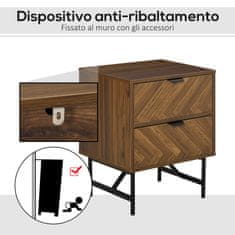 HOMCOM nočna omarica z dvema lesenima predaloma za spalnico v industrijskem
slogu 48x39.5x61cm
