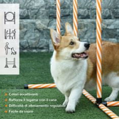 PAWHUT agility kompletni komplet za agility progo za pse s 5- delnim slalomom, ovirami in tunelom, oranžna