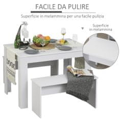 HOMCOM HOMCOM Komplet 3 delov mize z 2 klopmi za kuhinjo, bar ali moderno jedilnico, beli les, 2 sedeža, 110x70x75 cm