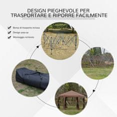 OUTSUNNY zložljiv vrtni gazebo z mrežo proti komarjem,
šestkotna struktura iz jekla in poliestra, 3,6x3,6x2,6 m, rjava