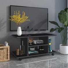 HOMCOM HOMCOM Moderno oblikovana televizijska omarica z lesenimi koleščki 80 × 40 × 40 cm črna