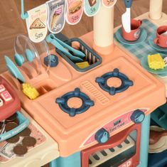 HOMCOM homcom kuhinjska igrača za otroke od 3 do 6 let, restavracija s kavarno in 50 dodatki, 79,5 x 33 x 90,5 cm