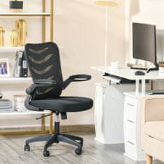 VINSETTO Ergonomski pisarniški stol, vrtljivi fotelj, nastavljiva višina in dvižni nasloni za roke, 58,5x58x94,5- 103,5 cm, črna