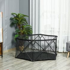 PAWHUT Zložljiva ograja za pse iz jekla in tkanine, majhna škatla za hišne ljubljenčke s torbo za prenašanje, 148x134x67cm, črna