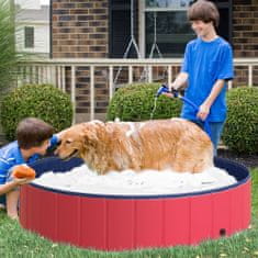 PAWHUT prenosna zložljiva kopalna kad za pse hišne ljubljenčke v
pvc φ140 x 30cm rdeča