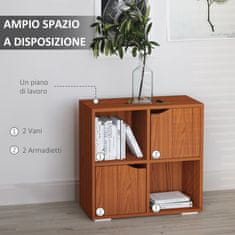 HOMCOM Lesena knjižnica s 4 predali 60 x 29 x 60 cm