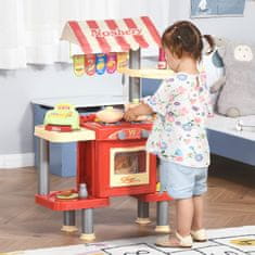HOMCOM kuhinjska igrača za otroke od 3 do 6 let s 50 dodatki in škatlo za igrače,
69x33x88cm, rdeča in
rumena