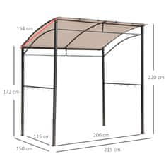 OUTSUNNY Gazebo žar BBQ vrtni šotor poliester 215 x 150 x 180/220 cm