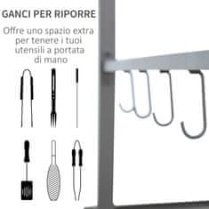 OUTSUNNY Gazebo žar BBQ vrtni šotor poliester 215 x 150 x 180/220 cm