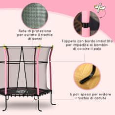 HOMCOM Trampolin za otroke od 3 do 10 let z
varnostno mrežo in elastičnimi vrvicami, vrtni trampolin Φ162x163,5 cm
Roza in črna