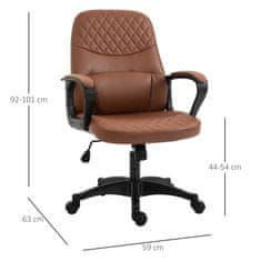VINSETTO pisarniški stol z 2 masažnima točkama in USB priključkom, rjavo usnje z
nastavljivo višino,
59x63x92-101cm
