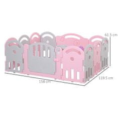 HOMCOM otroška ograja 6-36 mesecev varna zabava z varovalom vrat roza, siva