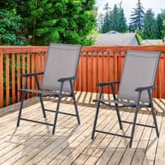 OUTSUNNY Outsunny Komplet 2 zložljivih zunanjih stolov iz jekla in tekstilnega materiala za vrtno teraso Veranda, siva, 58 x 64 x 94 cm