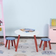 HOMCOM HOMCOM Komplet miza in 2 stolčka Dekoracija z zvezdicami za otroško sobo 3-5 let v modri, rdeči in beli barvi lesa