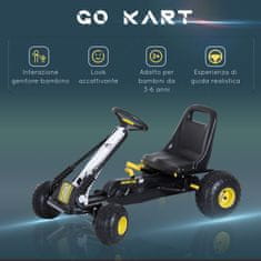 HOMCOM Otroški gokart na pedala z zavoro in sklopko 95 × 66,5 × 57
cm črno-bele barve