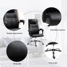 VINSETTO pisarniški stol, pisarniški stol iz umetnega usnja, debelo oblazinjenje, nagibanje do 135°, z odstranljivo masažno
blazino, črn