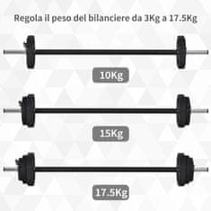 HOMCOM komplet uteži 20kg in diski 1,25kg 2,5kg 5kg jeklo tpu črno