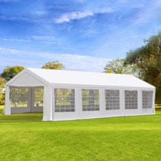 OUTSUNNY Outsunny zložljiv vrtni šotor iz jekla in poliestra 9,75x4,9 m, šotor za zabavo s snemljivimi stenami in okni iz PVC, bel