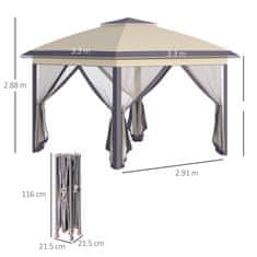 OUTSUNNY Vrtni gazebo 3,3x3,3 m
Zložljiv pop-up gazebo z mrežo
proti komarjem z nastavljivo višino, bež