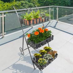 OUTSUNNY Outsunny balkonski sadilnik s 3 policami in 2 kolesi, kovinsko držalo za vrtne rastline 53x39x78cm, črno