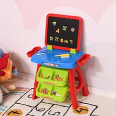 HOMCOM pisalna miza z magnetno tablo za
otroke, izobraževalna igra z markerji, kredami in magnetnimi črkami,
3-6 let, 56x39,5x74cm