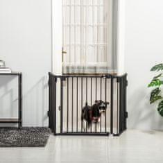 PAWHUT PawHut Jeklena varnostna vrata, nastavljiva in zložljiva, ovira za pse s sistemom samodejnega zapiranja in zaklepanja, 202,5x76 cm, črna
