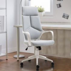 HOMCOM pisarniški stol s funkcijo zibanja, nastavljiv in vrtljiv predsedniški stol iz tkanine, 63x63x117-127 cm, siv