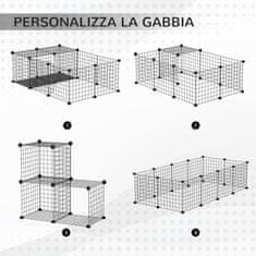 PAWHUT PawHut Modularna ograda za kunce, morske prašičke in glodavce, zaboj za hišne živali s sestavljivimi dodatki, 105x70x35cm, črna