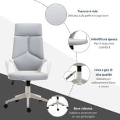 HOMCOM pisarniški stol s funkcijo zibanja, nastavljiv in vrtljiv predsedniški stol iz tkanine, 63x63x117-127 cm, siv
