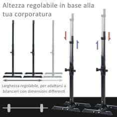 HOMCOM 12-stopenjsko po višini nastavljivo stojalo za uteži iz črnih jeklenih cevi, 52 x
48 x 108-163 cm