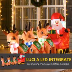 HOMCOM 132 cm napihljiv
božiček s sanmi in tremi severnimi jeleni, integrirane LED luči, božična dekoracija
od podjetja Outside