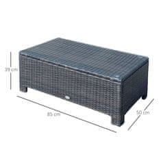 OUTSUNNY vrtna stranska miza iz kaljenega stekla 5 mm pravokotna zunanja ratan
85 x 50 x 39 cm rjava