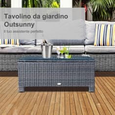 OUTSUNNY vrtna stranska miza iz kaljenega stekla 5 mm pravokotna zunanja ratan
85 x 50 x 39 cm rjava