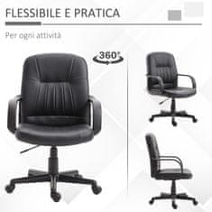 VINSETTO ergonomski vrtljivi
pisarniški stol z nastavljivo višino v imitaciji usnja 60×60×90-99cm črne
barve