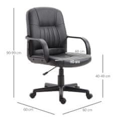 VINSETTO ergonomski vrtljivi
pisarniški stol z nastavljivo višino v imitaciji usnja 60×60×90-99cm črne
barve