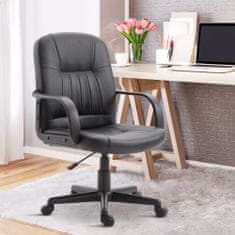 VINSETTO ergonomski vrtljivi
pisarniški stol z nastavljivo višino v imitaciji usnja 60×60×90-99cm črne
barve
