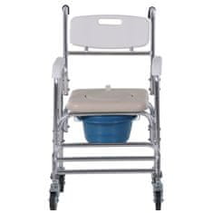 HOMCOM HOMCOM Vodoodporni invalidski voziček z WC sedežem iz umetnega usnja, 4 kolesa, odstranljiv WC sedež za starejše/invalide, 84 × 54 × 96 cm