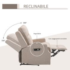 HOMCOM električni fotelj za sprostitev, sodoben naslanjač 150° z usb za dnevno sobo spalnico, bež, 78x93x101cm