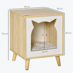 PAWHUT Mačja hišica in mizica 2 v 1, dvignjena mačja hišica s pralno
blazino in lesenimi
nogami, 40x40x50cm
