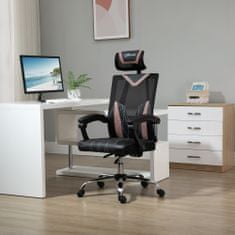 VINSETTO Ergonomski pisarniški stol Vinsetto z mrežasto tkanino, ledveno in vratno oporo, nastavljivo višino in nagibanjem, 58x62,5x112-120cm, roza
