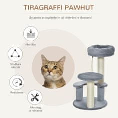 PAWHUT PawHut Drevo za praskanje za mačke 3 ravni s plišastimi ploščadmi Naravni sivi sisal Ф40x65cm