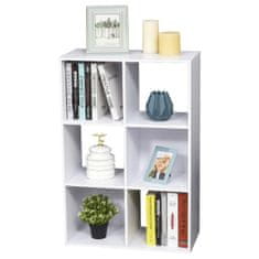 HOMCOM HOMCOM Bela knjižna omara za dom in pisarno, sodobno oblikovana knjižna omara s 6 lesenimi predali, 91,5x29,5x61,5 cm