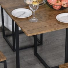 HOMCOM 5-delni komplet mize v industrijskem slogu s stoli za kuhinjo, dom ali
restavracijo, črne in
lesene barve