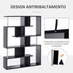 HOMCOM sodobna knjižna omara s 5 policami za dnevno sobo ali pisarno, les, črna, 120 x 28,6 x 160 cm
