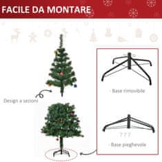 HOMCOM božično drevo 150 cm s 420 ognjevarnimi vejami iz PVC, božično drevo z okraski in debelimi vejami, zeleno