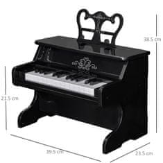 HOMCOM Igralni klavir za otroke od 3 do 6 let, klaviatura s 25 tipkami in stojalom za note, 39,5x23,5x38,5 cm,
Črna