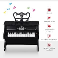 HOMCOM Igralni klavir za otroke od 3 do 6 let, klaviatura s 25 tipkami in stojalom za note, 39,5x23,5x38,5 cm,
Črna