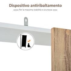 HOMCOM lesena stenska knjižna omara s 5 policami, 45 x 21 x 170 cm, beljen hrast