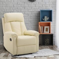 HOMCOM Ergonomski oblazinjeni naslanjač z vznožnikom iz usnja 80 x 97 x 107cm krem barve